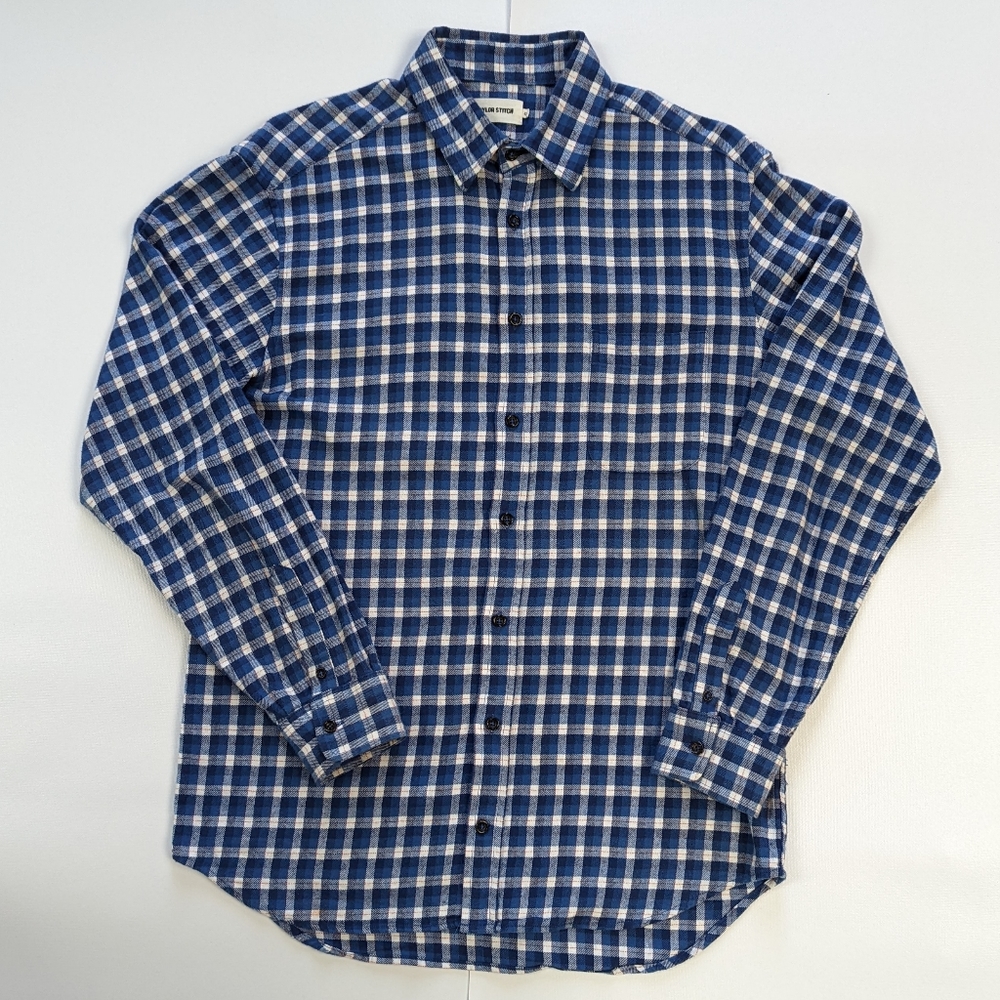 Men's Taylor Stitch 42 (L) Blue/White/White/Red Plaid Flannel Buttondown Shirt